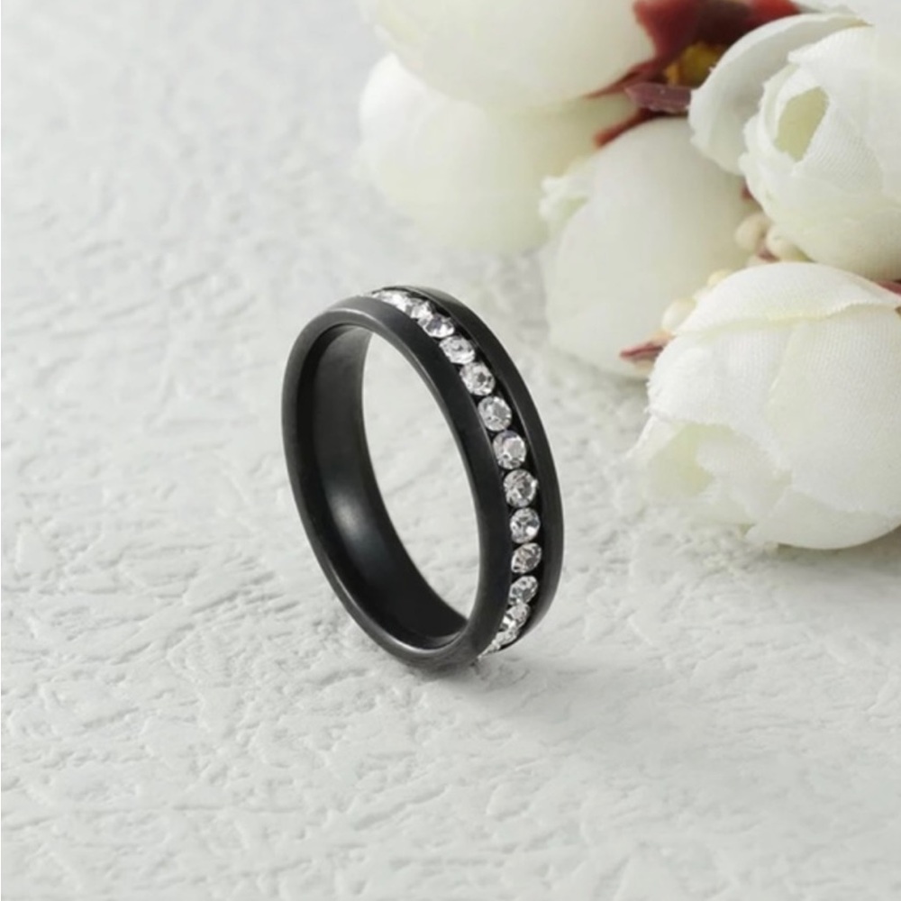 Boutique (Black) Gold Plated Zircon Stackable Row Ring